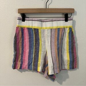 BP Linen Blend‎ Multicolor Vertical Striped High Waist Pull On Shorts Size S